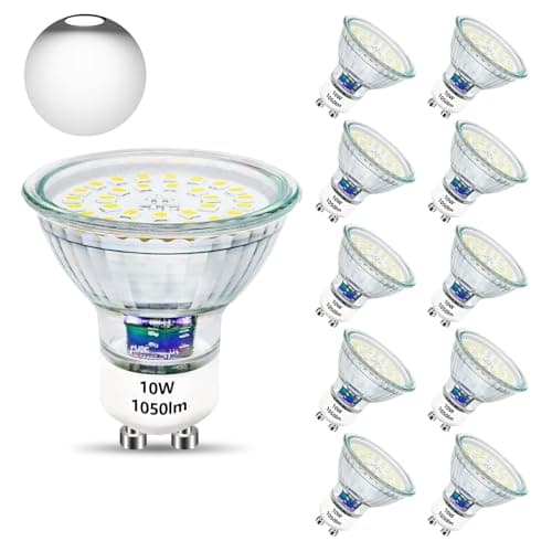Image of Unikcst GU10 LED Light Bulbs 1050lm,Cool White 10W Spotlight Replaces 100W Halogen Bulb 6000K LED Spot Lights 220-240V, Non Dimmable, 10 Pack