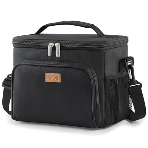 Image of Lifewit Insulated Lunch Bag for Men, Thermal Lunch Box for Women Cool Bag, Reusable Leakproof Lunch Tote Bag with Adjustable Shoulder Strap for Adult for Work/Picnic/Beach, Black, 15L 24 Can