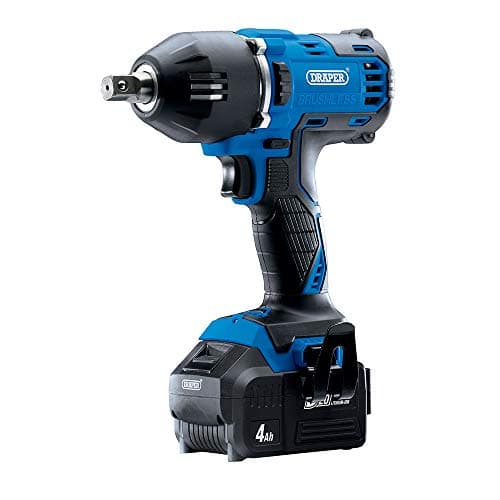 Image of Draper 99251 D20 20V Brushless Mid-Torque Impact Wrench, 1/2", 2 x 4.0Ah Batteries, 1 x Charger, 400Nm