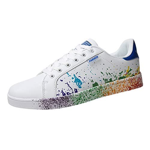 Image of Yowablo shoes sneakers women men fashion pair colourful white shoes men sports board Grey Size: 7 UK