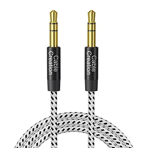 Image of CableCreation 0.9M Aux Cable, 3 Feet headphone cable,3.5mm audio cable Compatible with Car,Headphones,iPods,iPhones, iPads,Tablets,Laptops,Android Smart Phones& More,Black & White