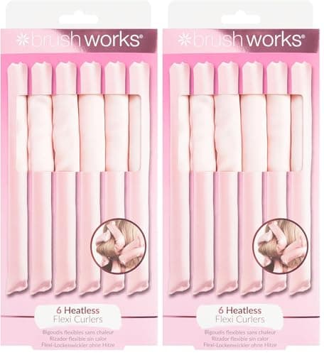Image of Brushworks Heatless Flexi Curlers – 6 Soft Flexible Satin Hair Curling Rods for Overnight Curls | Create Effortless, Heat-Free Curls & Waves Without Damage (Pack of 2)
