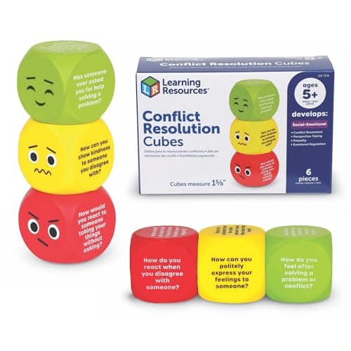Image of Learning Resources Conflict Resolution Cubes, Ages 5+, Social Emotional Learning Game, Build Communication, Empathy and Problem‑Solving Skills Through Guided Discussion Play