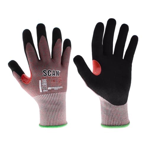 Image of Scan Cut Resistant Level F Gloves, Nitrile Palm, Enhanced Grip, Conforms to EN 407 and EN 388, Size M