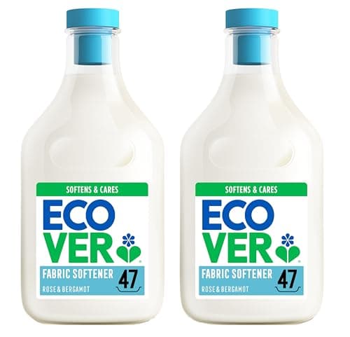 Image of Ecover Fabric Softener, Fabric Conditioner to Soften Your Clothes, Fresh Rose & Bergamot Scent, 2 x 47 Washes, 2 x 1.43L