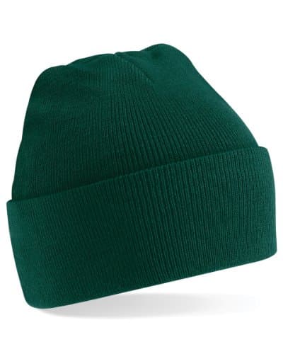 Image of Beechfield - B45 Bottle Green Classic Cuffed Beanie Hat - Unisex Winter Hat, Classic Knit and One Size Beenie Hat - Double Layer - Made of Cotton