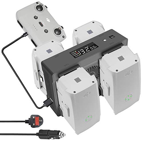 Image of LYONGTECH Battery Home Charger & Car Charger for DJI Air 2S,Mavic Air 2 Drone,5 in 1 Rapid Multi Parallel Charging Hub with Charge and Storage