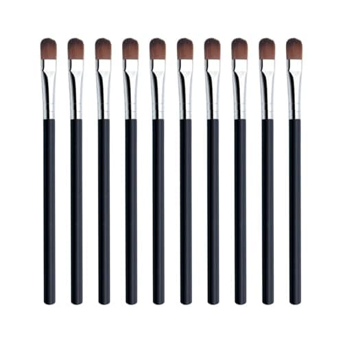 Image of 10 Pcs Eyeshadow Brushes Eyebrow Brush Set Makeup Eyeshadow Applicator Flat Angle Eye Liner Eyebrow Brush for Blending Defining Smudging Shading