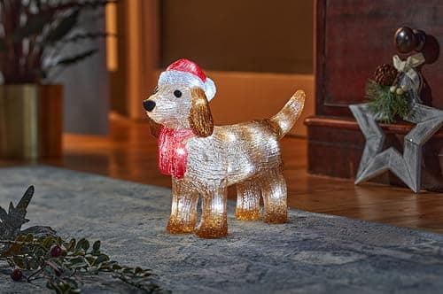 Image of Smart Garden InLit Ice Dachshund – 25cm Battery-Powered Acrylic Christmas Dog Decoration with 30 Cool White LEDs – Indoor & Outdoor Festive Ornament with Auto Timer