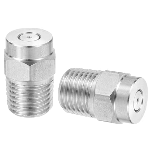 Image of sourcing map 2Pcs Pressure Washer Nozzle, Stainless Steel Thread Nozzles Tips, Universal Replacement for Undercarriage Cleaner Water Broom, 1/4 Inch NPT Male, 0 Degree 025 Orifice