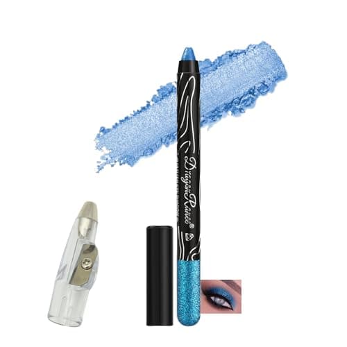 Image of Shimmer Eyeshadow Stick - Cream Eye Shadow Pencil with Built-in Sharpener & Easy Blend Makeup Stick, Waterproof Long Lasting Eyeshadow, Smudge Proof Makeup for Smoky Looks(Ocean Blue)