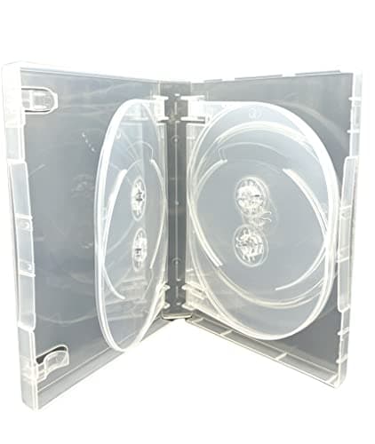 Image of 5 x Dragon Trading 7 Disc CD DVD Blu-ray Disc 27mm Clear DVD 7 Way Case - Pack of 5 - Slim Storage Solution for 7 Discs - Transparent Design for Easy Identification