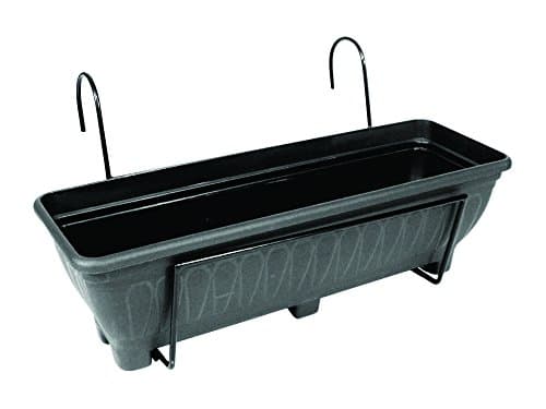 Image of Garden Pride Hanging Balcony Planter - 60cm Trough holder for use on balconies, fences or railings. An ideal alternative to a window box. (Black)