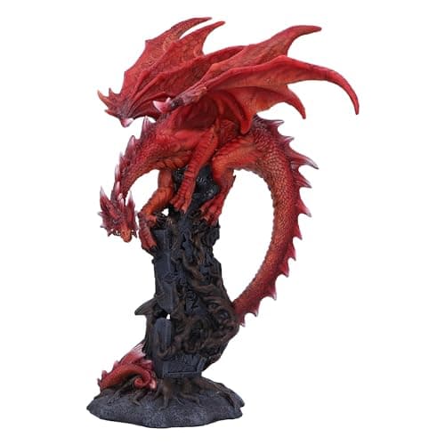 Image of Nemesis Now Draconic Roots Figurine - 28.5cm Resin Red Dragon on Stone, Collectable Dragon Giftware, Expertly Hand-Painted