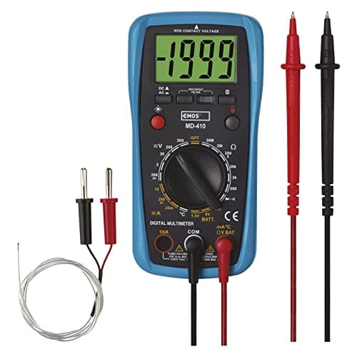 Image of EMOS Digital Multimeter CATIII 300V with Measuring Tips, 2000 Counts AC/DC Voltage Tester, AC/DC Current Meter and Battery Tester, Memory Function, Tests Continuity, Resistance, Diodes, Includes