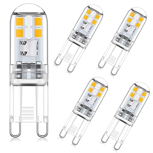Image of DAIHHZA G9 LED Bulbs 2W Warm White 2700K, Equivalent to 10W/20W Halogen, 360° Beam Angle, Non-Dimmable, Non-Flicker, Bi-Pin G9 Socket, 220-240V AC, Pack of 5
