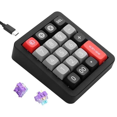 Image of SinLoon Mechanical Numeric Keypad – 19 Macro Keys, Full Hot-Swappable Switches, 12 RGB Modes, GASKET Structure & Aluminum Body, N-Key Rollover & 1.8m Detachable Cable for Office/Gaming/Data Entry