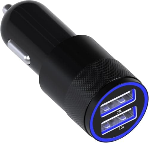 Image of MMOBIEL Car/Truck Charger Dual USB Port Cigarette Lighter Adapter – Car Charger 5V / 4.8A / 24W USB Socket Compatible with iPhone Series 17/16/15/14, Samsung Galaxy S26/S25/S24/S23/S22/S21 – Black