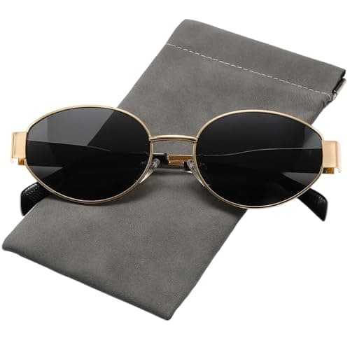 Image of D Lolylad Oval Sunglasses for Women Men, Classic Metal Frame Retro Polarized Sunglasses, UV400 Protection