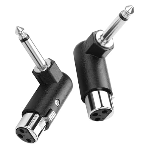 Image of PNGKNYOCN 3Pin XLR to 1/4" Adapter,Right Angle 90 Degree 6.35mm TS Male to XLR Female Audio Connector for Mixers Microphones Amplifiers (2Pack)