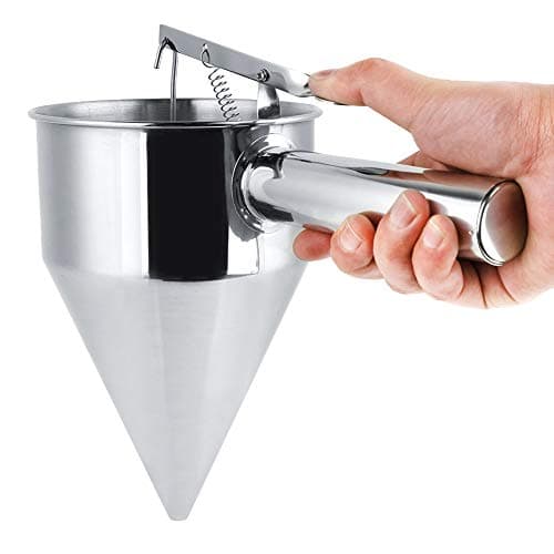 Image of Fdit Stainless Steel Funnel, Professional 8mm ing Hole Design with Bracket, for Hotel Kitchen Cake Shop Bar Home Cooking