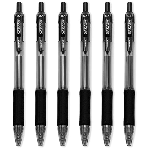 Image of Zebra Sarasa - 0.7mm Retractable Gel Ink Rollerball Pen - Set of 6 - Black Ink