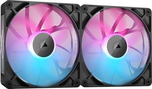 Image of Corsair iCUE LINK RX140 RGB 140mm PWM Fans with iCUE LINK System Hub - Magnetic Dome Bearing - Dual Pack - Black