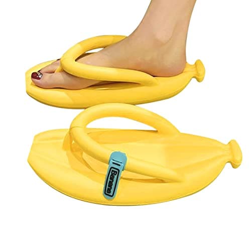 Image of Teksome Unisex | Comfortable Banana Beach Sandals For Women,Banana Thicken Cushioned Slippers Beach Pool Sandals Slip