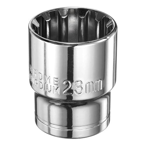 Image of sourcing map 12 Point Socket 1/2" Drive by 23mm Metric Shallow Socket Chrome Vanadium Steel 12-Point Standard Sockets Mechanic Hand Tool for Car Repair Mechanical Maintenance Home Use