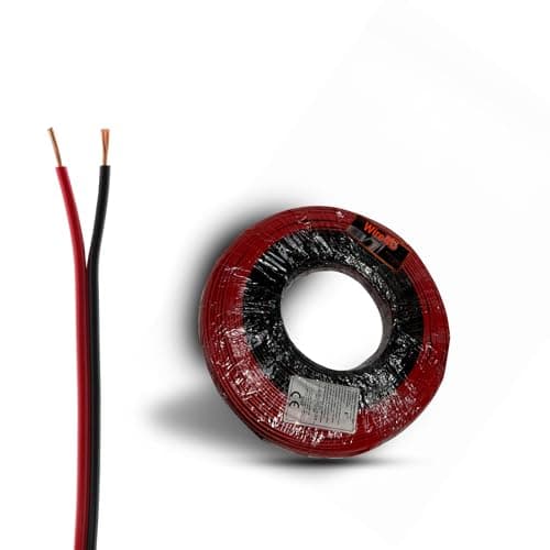 Image of 2 x 0.50mm Speaker Cable Wire4U® Figure 8, Quality, 50 Strands Wire In 10 20 50 100 Metres (10 metres, Red / Black)