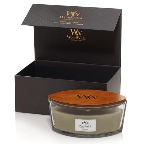 Image of WoodWick Scented Candles Gift Set | Fireside Ellipse Scented Candle with Crackling Wick | Up to 50 Hours Burn Time | Perfect Mothers Day and Easter Gifts for Women