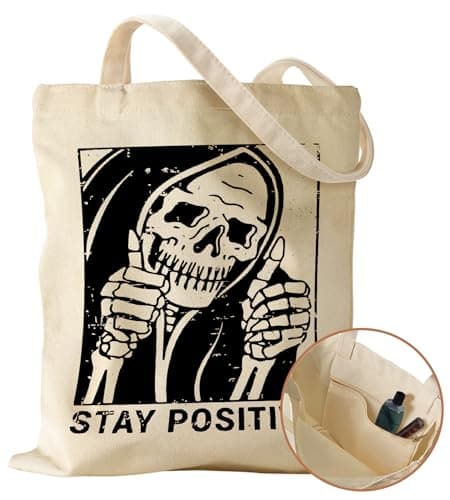 Image of Miss Adola Tote Bag for Women Girls Aesthetic Canvas Tote Bag with Pocket Inspired Gift Reusable Casual Bag for Work Shopping, PositiveSkull