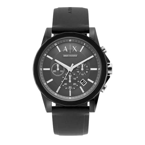 Image of ARMANI EXCHANGE Outerbanks Unisex Quartz Watch with Black Dial and Black Silicone Strap AX1326