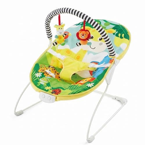 Image of LADIDA Baby Bouncer, Bright and Colourful Safari Theme, Soothing Music and Vibration to Relax and Entertain Baby