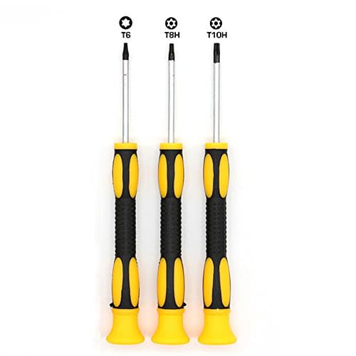 Image of Fixinus 4Pcs T6 T8 T10 Torx Screwdriver Set for Xbox One, Xbox 360, PS3, PS4 with Magnetic Tip and Swivel Handle (Yellow, Stainless Steel, 7x3.9x0.6 inches)