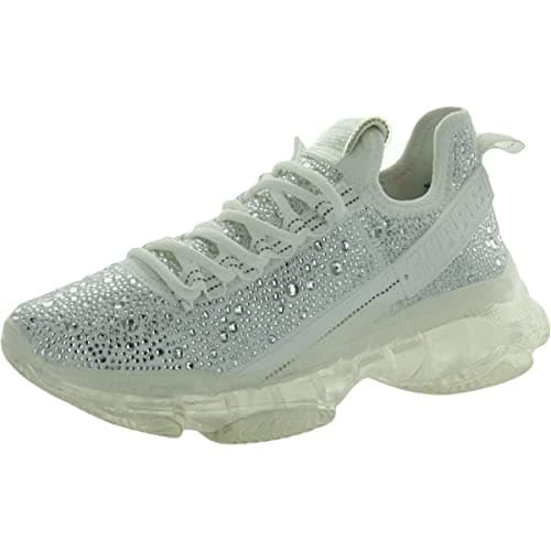 Image of Steve Madden Women's Maxima Sneaker, White Rhinestones, 4 UK