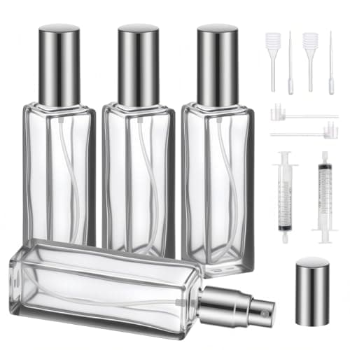 Image of QMLING Travel Perfume Atomiser Refillable: 4 PCS 20ml Glass Perfume Spray Bottles with Tools, Portable Empty Perfume Bottles for Women and Men