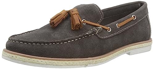 Image of Silver Street London Men's Milford Suede Leather Slip on Casual Tassel Summer Loafer, Grey, 10