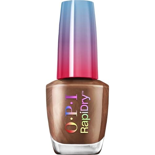 Image of OPI RapiDry™ Quick-Dry Lacquer -Awe of a Sudden Brown & Pink Shimmer Nail Polish - Vegan, Fast Drying & Smudge-proof in 60 Seconds (9ml)