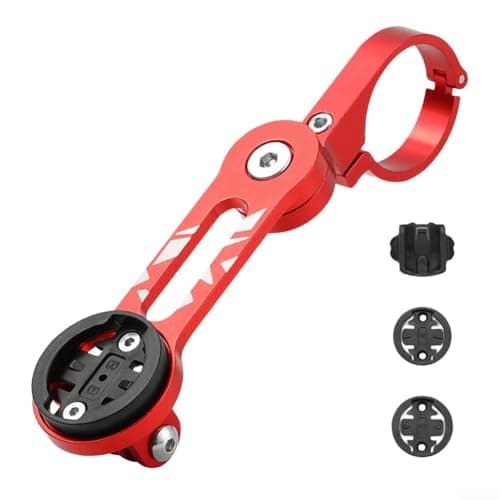 Image of HavenlyCove Aluminum Bicycle Computer Mount for Cateye For Garmin For Bryton Designed for Secure Attachment and Flexible Display Positioning (Red)
