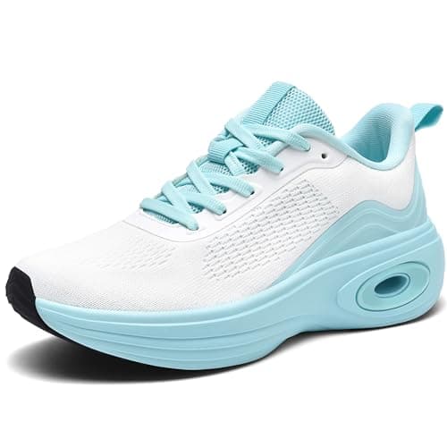 Image of Womens Trainers Lightweight Running Shoes Ladies Mesh Breathable Cushioned Walking Sneakers for Athletic Sports Tennis Jogging Gym Outdoor,Blue,6UK/39EU