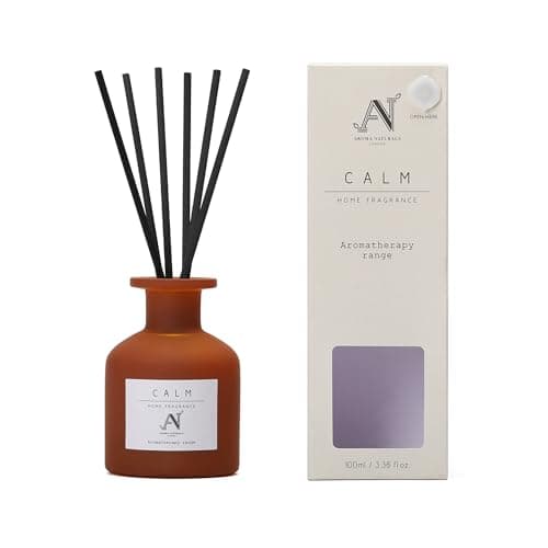 Image of Aroma Naturals Aromatherapy Reed Diffuser 100ML Brown Glass Vessel, Home Fragrance Air Fresheners Last up to 12 weeks, Calm Scent