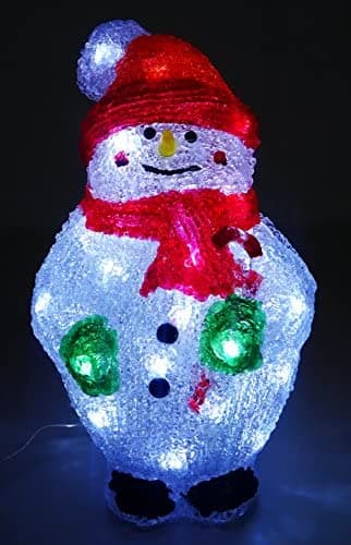 Image of Christmas Concepts® 280mm (11") White LED Acrylic Snowman Christmas Decoration - Battery Operated - Indoor Christmas Decorations