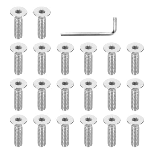 Image of PATIKIL 1/4-20 x 1" Flat Head Socket Cap Screws, 20 Pcs Flat Countersunk Bolts Hex Socket Drive 304 Stainless Steel Machine Screws UNC Coarse Full Thread with Hex Spanner