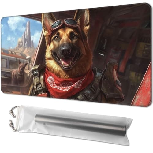 Image of MTG Playmat Size 24x14in - Magic The Gathering Playmat for TCG - Card Playmat for Magic, with Free Storage Bags, Perfect for Card Games and Collectibles, Dogmeat, Ever Loyal