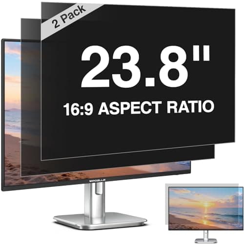 Image of Pozlle 2 Pack 23.8 Inch Computer Privacy Screen Filter for 23.8" 16:9 Aspect Ratio (528 x 297 mm) Monitor, Anti Spy Anti-Glare Blue Light Blocking PC Protector Film, Removable Screen Privacy Shield