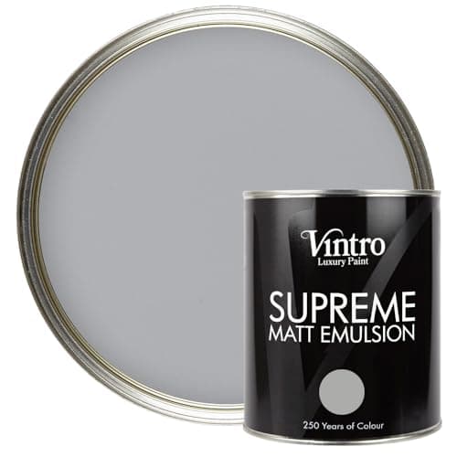 Image of Vintro | Mid Grey | Luxury Matt Emulsion | Smooth Chalky Finish | Multi Surface Paint | for Walls, Ceilings, Wood and Metal | 1L (Mid Grey - Lincoln Grey)