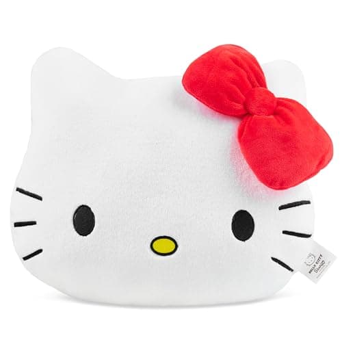 Image of Get Trend Hello Kitty Sanrio 3D Plush Cushion for Sofa & Bed, Kawaii Hugging & Cuddle Cushion for Kids Teens & Adults, Bedroom Accessories, Gifts for Girls (White Hello Kitty, L37 x W32)