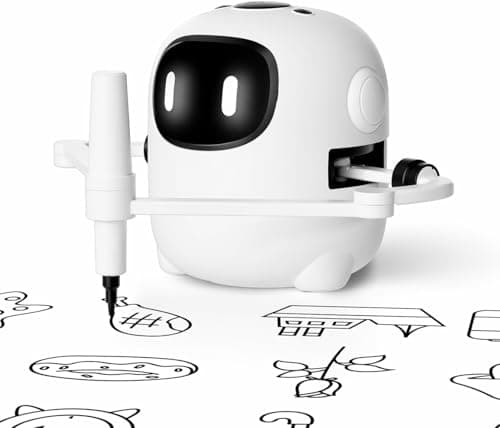 Image of Drawbie Smart Drawing Robot for Kids | 150 Cards, Voice-Interactive Learning | 12 Markers & 5 Pens with Drawing Board | Screen-Free Montessori Birthday for Boys & Girls Ages 3-8, USB-C