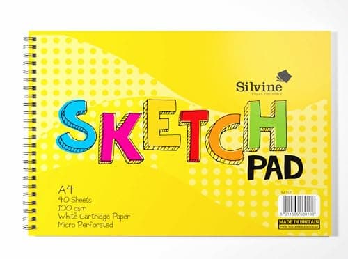 Image of Silvine A4 Wirebound Sketch Pad - 40 Sheets of 100gsm Smooth White Cartridge Paper (210 x 297mm), 407